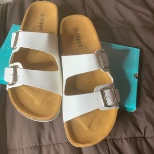 White sandals ( Birkenstocks )